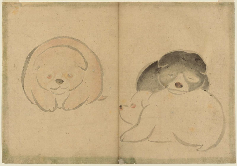 中村芳中『光琳画譜』「仔犬」